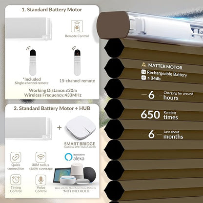 Boolegon No Drill Motorized Cellular Blinds