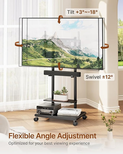 ECOTINY Steel Base Rolling TV Stand