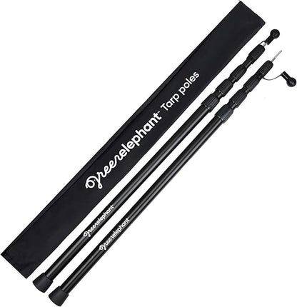 Green Elephant Camping Tarp Poles - Adjustable Aluminum Telescoping Tent Poles for Tarps, Canopy & Awning - Heavy Duty Collapsible Pole Set of 2 - Extends 8ft 2.8 in, Shrinks to 2ft 9.5 in.