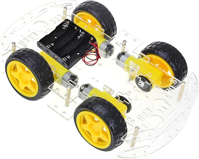 The perseids DIY Robot Smart Car Chassis Kit Educational Toy with Speed Encoder, 4 Wheels and Battery Box for Adult Age 16+ (4 Wheels)
