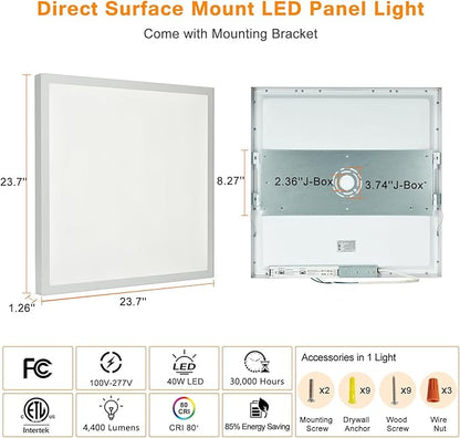 Mcacggo 2x2 LED Flat Panel Light Surface Mount, 40W-30W-20W & 3000K-4000K-5000K