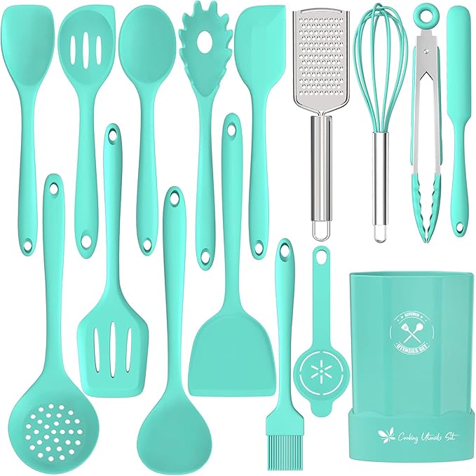 Silicone Kitchen Utensils Set, 16-Piece Silicone Cooking Utensils by Deedro