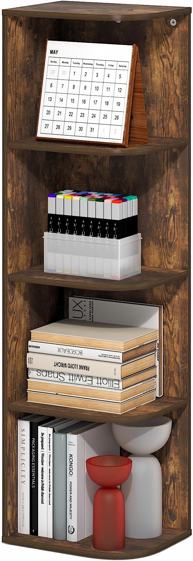 Furinno PASIR Book Shelf, 4-Tier Corner Bookshelf