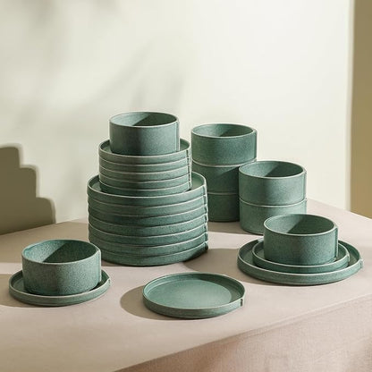 Stone Lain Bao 24-Piece Dinnerware Set Stoneware, Green