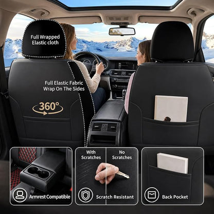 Car Seat Covers Compatible with Hyundai Elantra 2017-2025 2026 Waterproof & Breathable Luxury Leather All-Weather Seat Cushions Protectors,Airbag Compatible,Only 2 Front seat Covers (Redline)