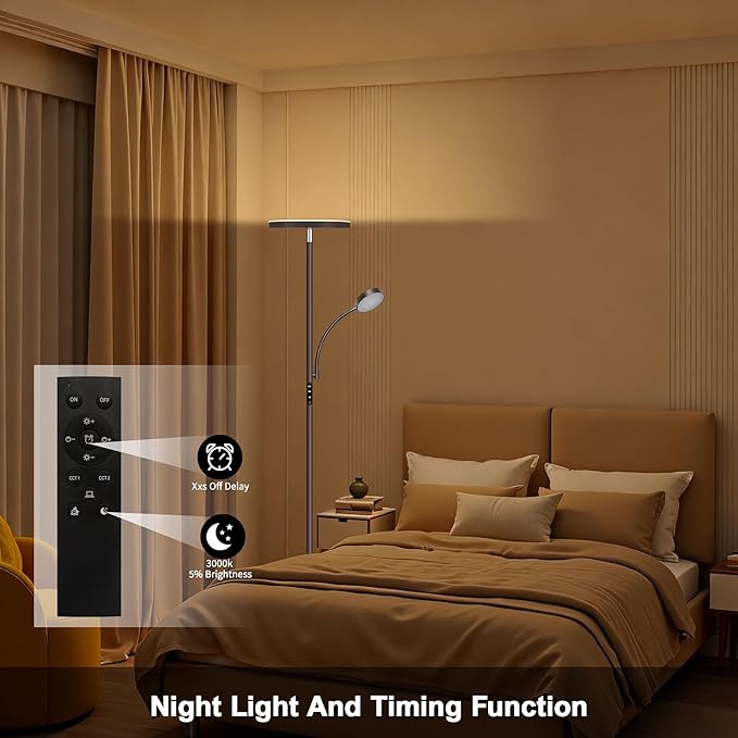 Aulaiyi Floor Lamps for Living Room, 42W Super Bright LED Floor Lamp, 2-in-1