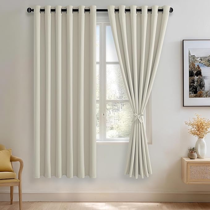 JIUZHEN Ivory Blackout Curtains
