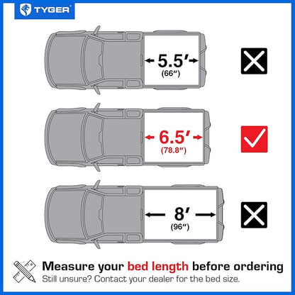 Tyger Auto T9 Flip-Up Low Profile Hard Alloy Tri-Fold Truck Bed Tonneau Cover Compatible with 2004-2014 Ford F-150 | 6.5' (79") Bed | TG-BC9F8013