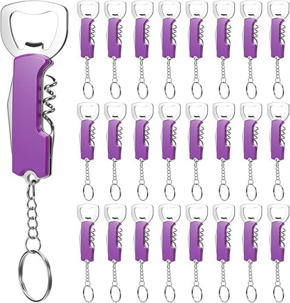 Ziliny 24 Pcs Bottle Opener Keychain Bulk Wine Bottle Beer Opener Keychain