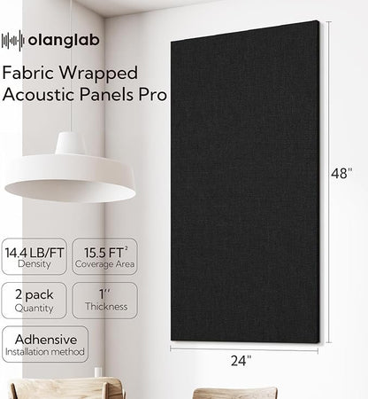 Olanglab Acoustic Panels 2 Pack, Fabric Wrapped Sound Proof Foam Panels
