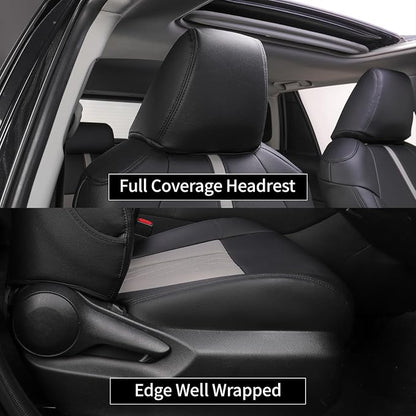 EKR Rav4 Seat Covers Custom Fit for Toyota Rav4 (Only Hybrid) 2019-2025 LE,XLE,XLE Premium,Limited,Woodland Edition, Leather Car Seat Cover Full Set for SUV,Faux Leather(Black+Light Gray)