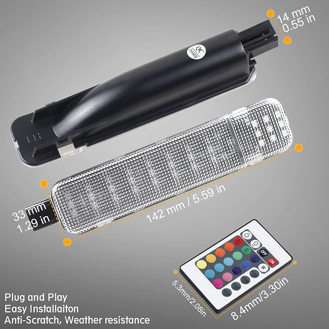 NDRUSH RGB LED Interior Door Panel Courtesy Light Door Light Assembly Compatible with Silverado/Sierra C/K 1500 2500 3500 Pickup Suburban Tahoe Avalanche Yukon Cadillac Escalade