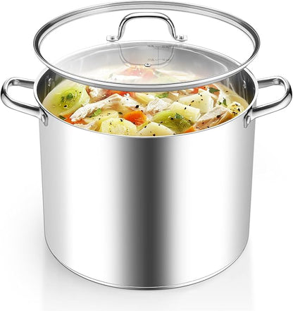 Homikit 20 Quart Soup Pot with Lid, Large Stainless Steel Stock Pot with Double