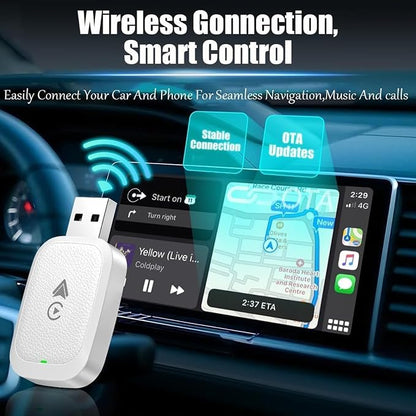 Wireless Carplay Adapter for Porsche 718 2017-2026, 2 in 1 Android Auto/Carplay Wireless Adapter Auto Reconnect Accessories,White