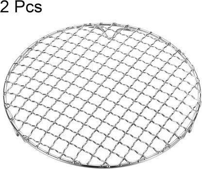HARFINGTON 2pcs Round Cooking Rack 7.9-inch 201 Stainless Steel Cross Wire Barbecue Grill Net with 20mm Legs for Cooking Baking Steaming BBQ