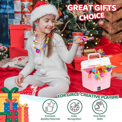 NIDOOT 550Pc+ Pop Beads Jewelry Making kit for Girls 4-6, Arts and Crafts for Kids Ages 4-8, Toys for 4 5 6 Years Old Girl Birthday Christmas Gifts Ideas, Bracelet Necklace Ring Snap Bead Set