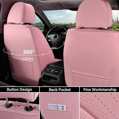 Coverado Car Seat Covers, Car Seat Covers Front Seats, 2-Pack Front Seat Cover, Nappa Leather Waterproof Seat Covers, Car Seat Protectors, Automotive Seat Covers Universal Fit for Most Vehicles