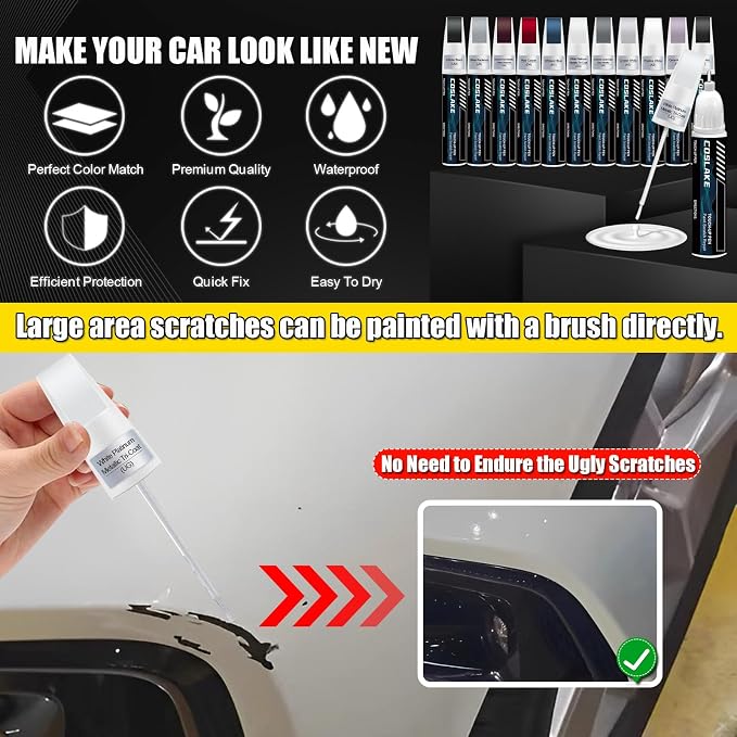 Car Touch Up Paint(Diamond Red Metallic Tinted Clearcoat(C9)) for LINCOLN, Car Paint Scratch Repair Kit, Quick & Easy Solution to Repair, 2 in 1 Scratch Remover Pen with 2PCS Disposable Micro Applicators