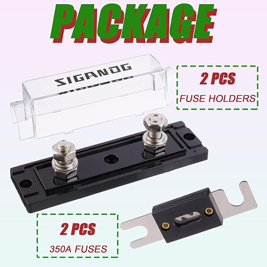 350 Amp ANL Fuse Holder 0/2/4 Gauge Fuse Block with 350A ANL Fuses for Car Audio Truck DIY (2 Pack)