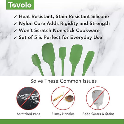 Tovolo Flex Core 5 Piece Silicone Spatula Set Heat Resistant All Silicone