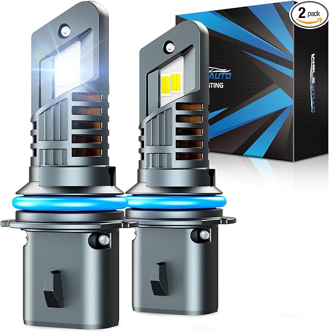 Marsauto 9007 Bulbs for Fog, 800% 50000LM Super Bright with 20000RPM Cooling Fan M1S 9007/HB5 Bulb, 1:1 Design, 60000+ Hours Lifspan, IP68, 3MIN Play and Plug, Pack of 2