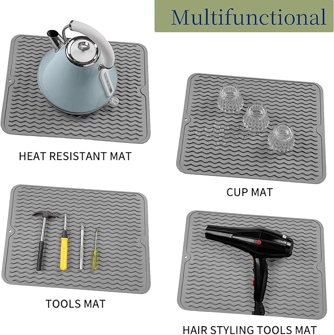 Silicone Dish Drying Mat for Multiple Usage, Easy clean, Eco-friendly,