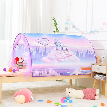 Bed Tent for Kids Lucky Castle Toddler Bed Tent Foldable Game House for Children Play Tents for Girls Boys Sleeping Canopy Playhouse