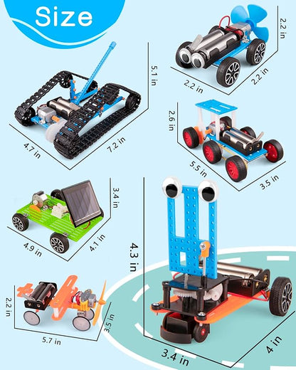 6-in-1 STEM Kit for Kids Ages 6-12, STEM Toys for Boys Ages 8-12, Robot Building Kit & Car Crafts for Kids, Science Activities Robotics Kits for 6 7 8 9 10 12 Year Old Boys Girl Birthday Gifts