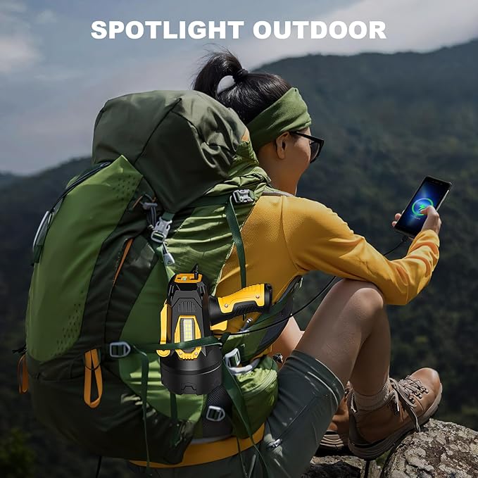 LBE Rechargeable Spotlight, Super Bright 90,000 Lumens Led Flashlight Handheld Spot Lights Outdoor with Cob Light, 10000ɱAh Long Lasting Large Spotlight for Hunting Boating Camping