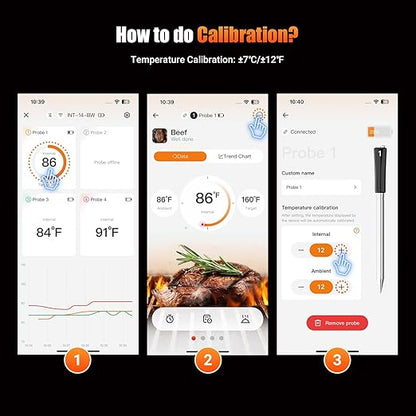 4-Probe WiFi Wireless Meat Thermometer with 360°Readable LCD Standalone Base, WiFi and Bluetooth 5.3 Unlimited Range, IPX8 Waterproof Food Kitchen Thermoemter for BBQ, Grill, Smoker, Oven, Rotisserie