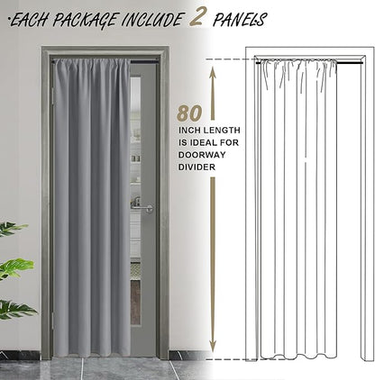 JIUZHEN Blackout Doorway Curtains 80 inch Length