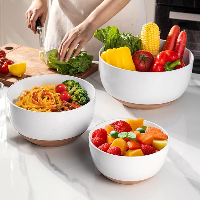 AmorArc Ceramic Mixing Bowls|Nesting Bowls Set of 3