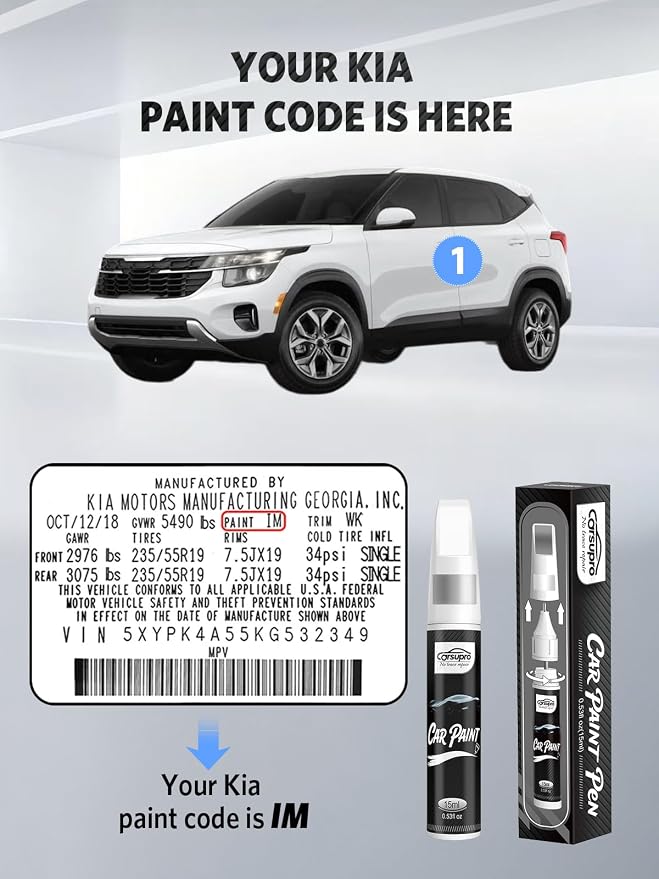 Interstellar Gray(AGT) for Kia Touch Up Paint Pen, 2 in 1 Car Scratch Remover with Pen Tip and Brush, Precise Color Match for Car Paint Scratch Repair, Quickly and Easily Fix Chips and Nicks