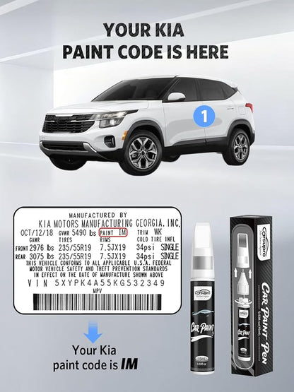 Interstellar Gray(AGT) for Kia Touch Up Paint Pen, 2 in 1 Car Scratch Remover with Pen Tip and Brush, Precise Color Match for Car Paint Scratch Repair, Quickly and Easily Fix Chips and Nicks