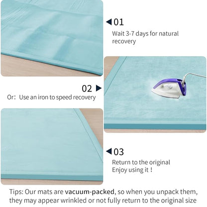 ACOMOPACK Baby Play Mat for Floor 1.3" Thick Memory Foam Play Mat 39"×59" Tummy Time Crawling with Non-Slip Bottom for Living Room,Nursery,Soft Velvet Playpen Mats for Kids,Infants（Light Blue）