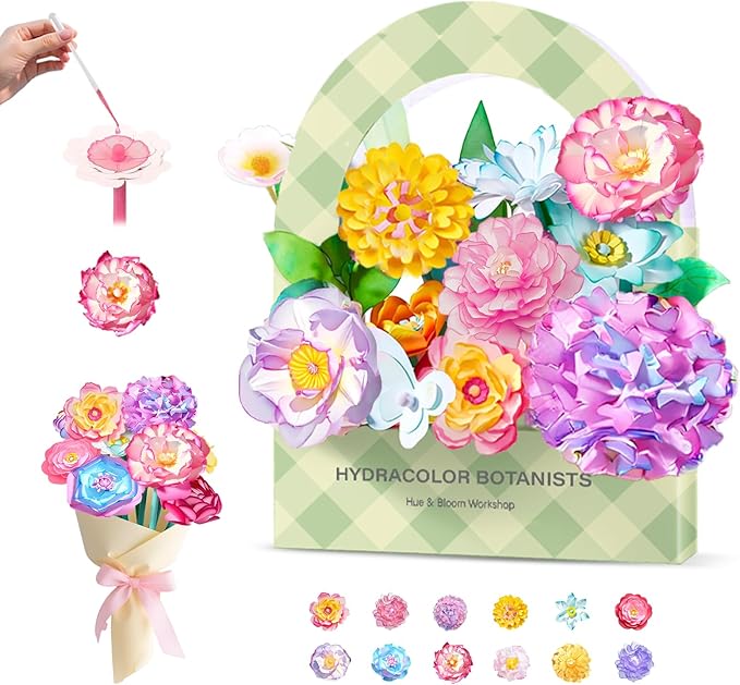 Paper Flowers for Crafts, Arts and Crafts for Kids Ages 8-12, Paper Flowers Science Kits, DIY Color Changing Flower Educational STEAM Toys, Christmas Birthday Gifts for Girls Age 5 6 7 8 9 10 11 12