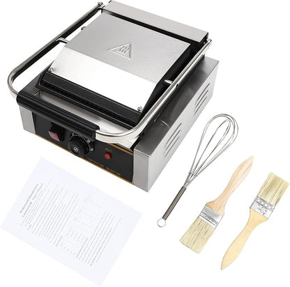 Commercial Electric Sandwich Panini Press Grill, 110V 1800W Up Grooved and Down