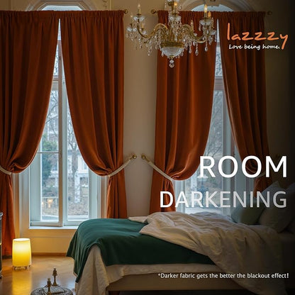 Lazzzy Velvet Blackout Extra Long Curtains Thermal Insulated Room Window Drapes