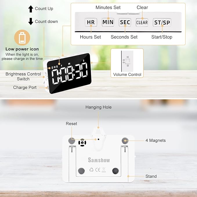 Rechargeable Digital Kitchen Timer