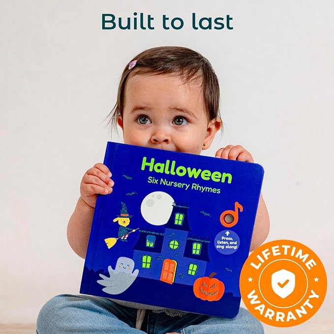 Cali's Books Halloween Books for Kids - Glow in The Dark Musical Book for Toddlers 1-3, Halloween Toys Singing Music Book, USB-C Rechargeable Baby Nursery Rhymes Learning Song Toy for 2 Year Old