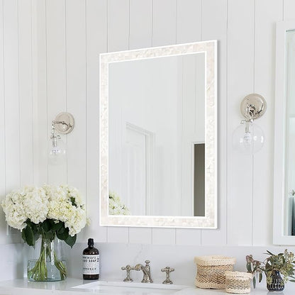 Tanmicoshomy White Shell Framed Rectangular Wall Mirrors