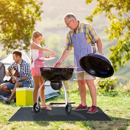 Under BBQ Grill Mat for Outdoor Charcoal, Flat Top, Smokers, Gas Grills 65×39 Inch. Fireproof Mat Protector Deck Patio Grass.Indoor Fireplace Mat Prevents Ember Damage Wood Floor,Fire Pit Mat
