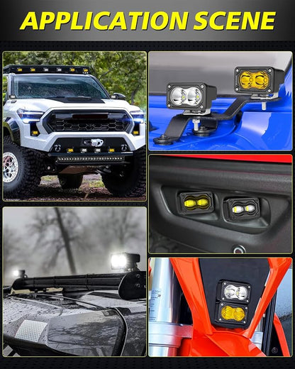 3 Inch SAE Fog Lights 40W CREE Yellow LED Pods Cut-Off Low Beam DOT Approved Fog Lights Yellow Small Offroad Lights 2 Packs for Truck Pickup Motorcycle Dirt Bike SUV UTV ATV