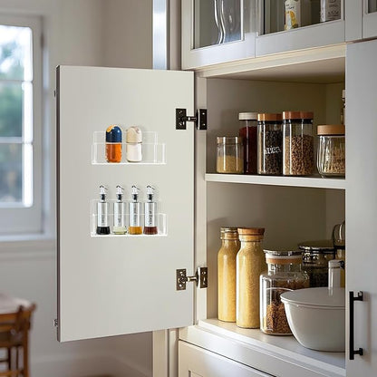 Acrylic Spice Rack Wall Mount-6 Inch, 4 Pack Hanging Seasoning Rack Organizer