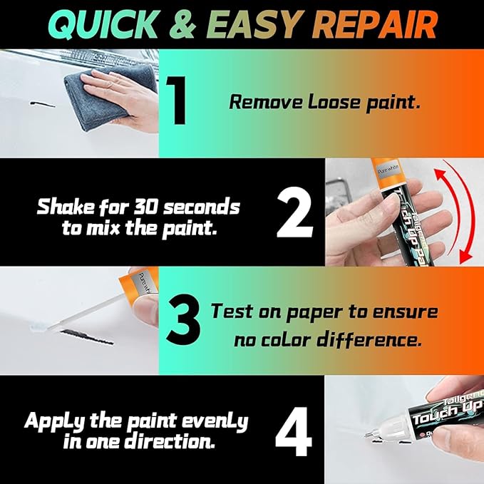 Sliver Touch Up Paint for Cars, 2-in-1 Scratch Repair Pen, 0.68 fl oz | Accurate silver match, effective scratch and chip repair, long-lasting, quick-dry, resists water and UV, helps prevent rust