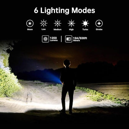Wurkkos WK03 Pocket Flashlight Rechargeable, 1200 High Lumens Super Bright LED Flashlight with 6 Modes, High CRI 519A LED, IP68 Waterproof, Small Powerful Flashlight for Home, Emergency, Camping