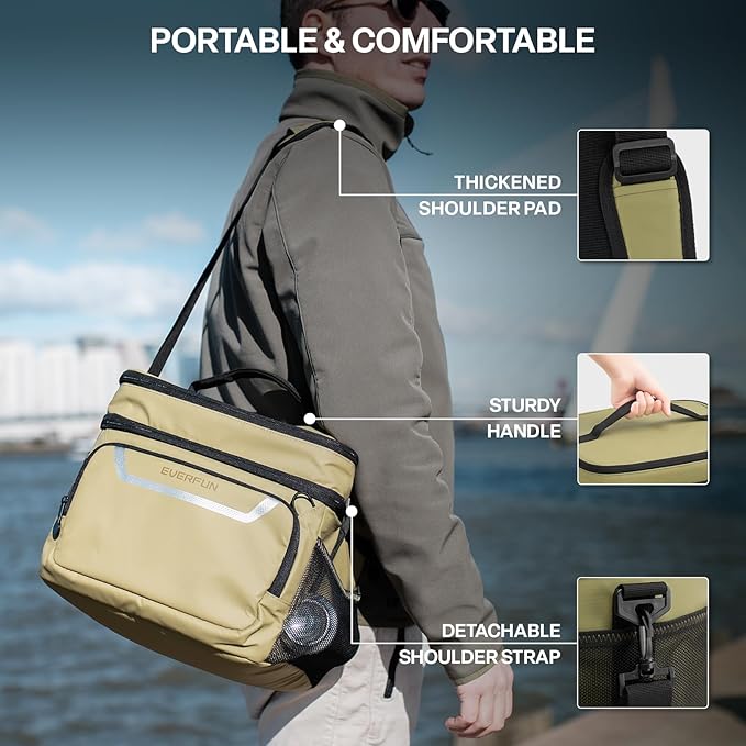 EVERFUN Small Cooler Lunch Box Mini Leak-Proof Soft Double Deck 24 Can Personal Insulated Collapsible Portable Waterproof Lunch Bag Ice Chest for Men Women Work Travel Car Picnic Beach