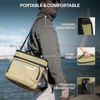 EVERFUN Small Cooler Lunch Box Mini Leak-Proof Soft Double Deck 24 Can Personal Insulated Collapsible Portable Waterproof Lunch Bag Ice Chest for Men Women Work Travel Car Picnic Beach