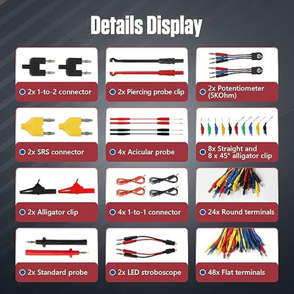 104PCS Automotive Circuit Test Leads Kit Electrical Breakout Leads Automotive Kit Multimeter Test Leads Kit with Alligator Clips,Banana Plug Test Lead,Oscilloscope Probe