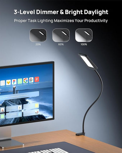 TROND LED Desk Lamp with Clamp, 1000LM Super Bright 3-Level Dimmable Desk Light